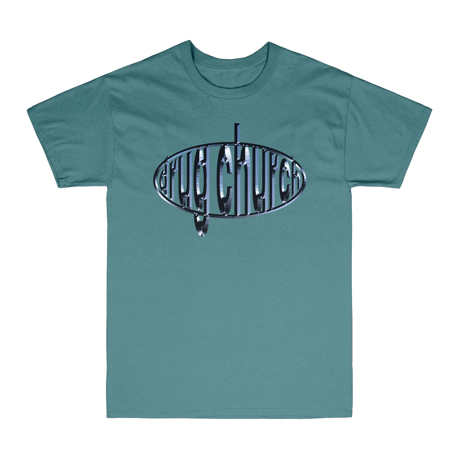 Drug Church - Chrome Logo Blue Tee