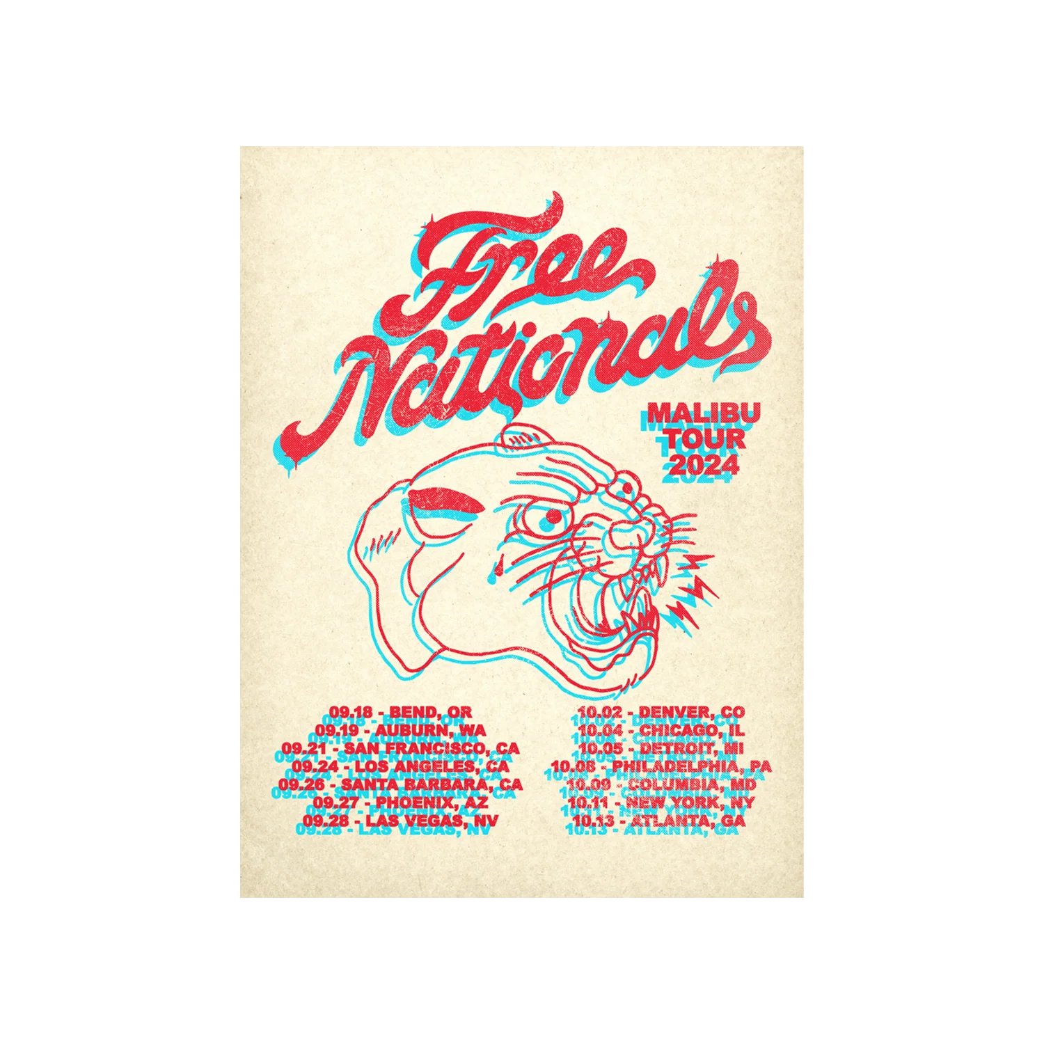 Free Nationals - Malibu Tour 18"x24" Poster