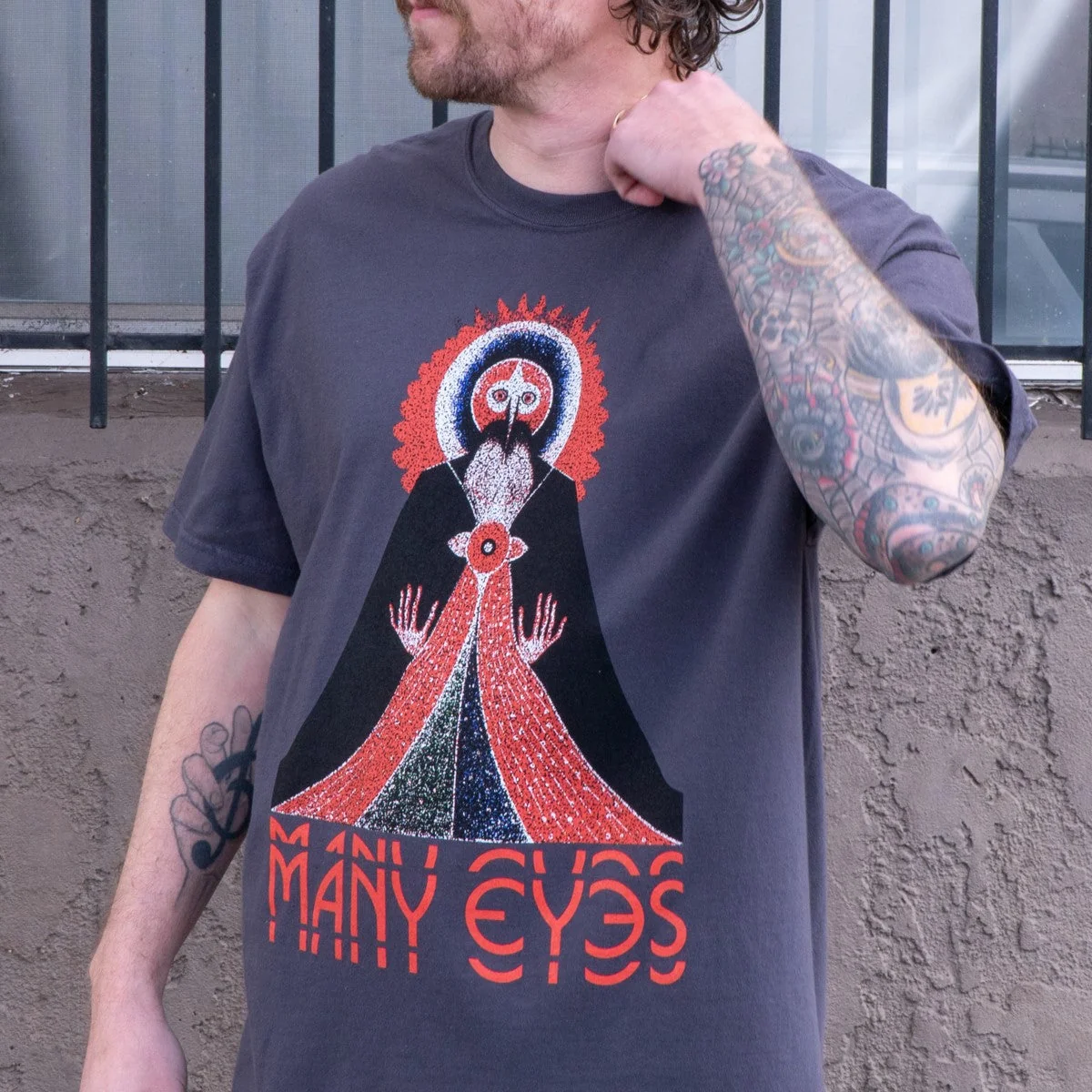 Many Eyes - Graphite T-Shirt - Image 2